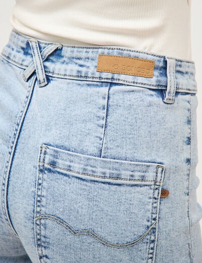 Jeans large taille haute denim bleach femme