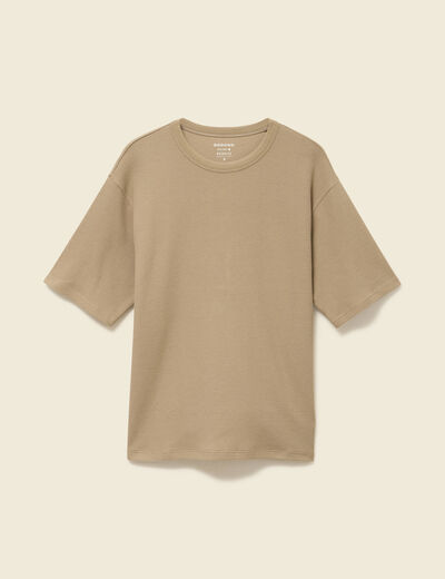 T-shirt ample en coton manches courtes beige fonce homme