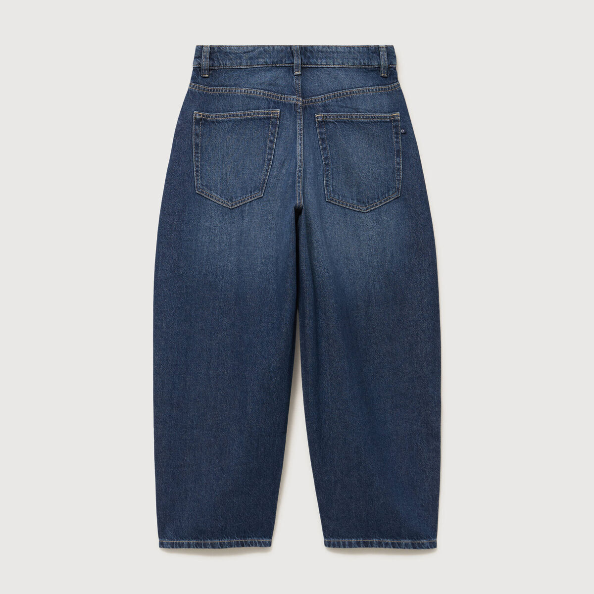 Jeans barrel 7/8&egrave;me taille standard denim brut clean femme