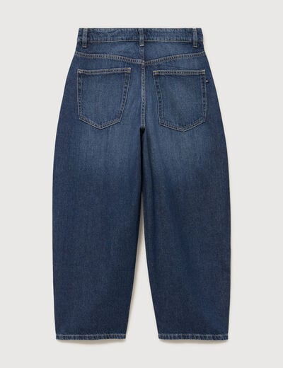 Jeans barrel 7/8&egrave;me taille standard denim brut clean femme