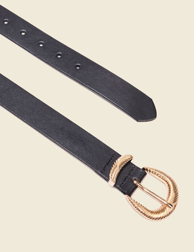 Ceinture en cuir avec boucle noir femme