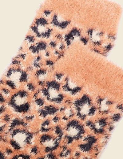 Chaussettes d'intérieur marron cognac femme