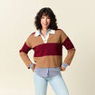 Pull manches longues col polo rouge femme