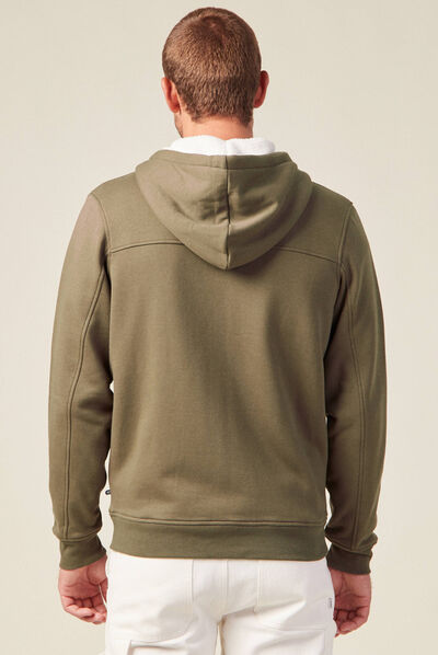 Sweat zippé à capuche taupe homme