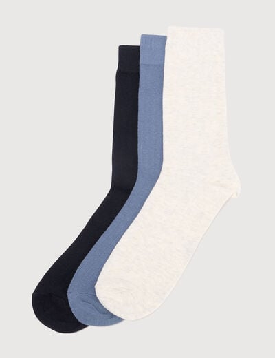 Lot de 3 paires chaussettes hautes bleu gris homme