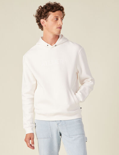 Sweat à capuche ecru homme