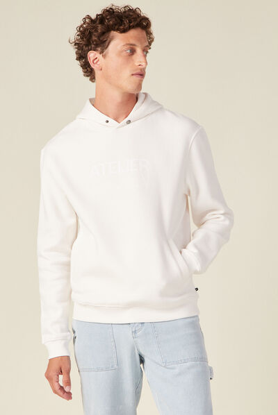 Sweat à capuche ecru homme