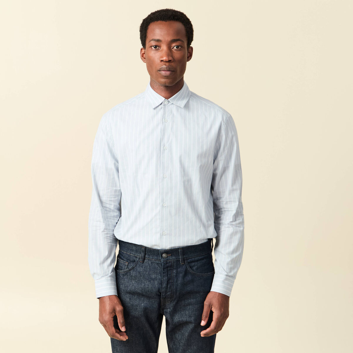Chemise boyfriend en coton bleu clair homme