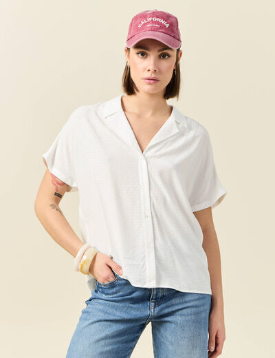 Chemise manches courtes ecru femme