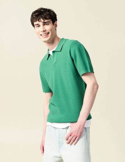 Polo cintré manches courtes vert homme