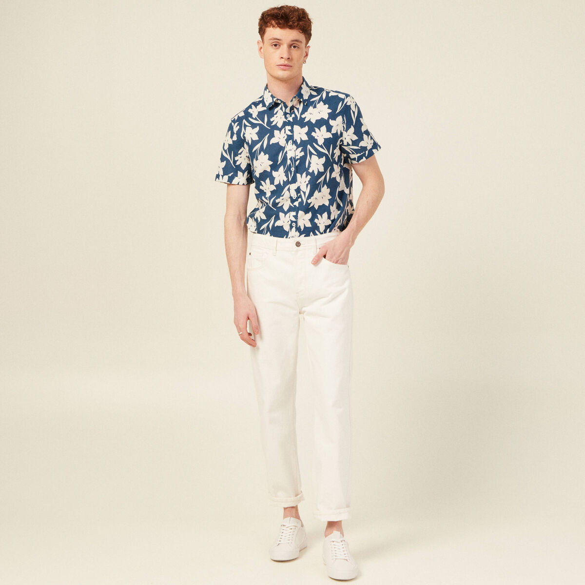 Chemise manches courtes bleu homme