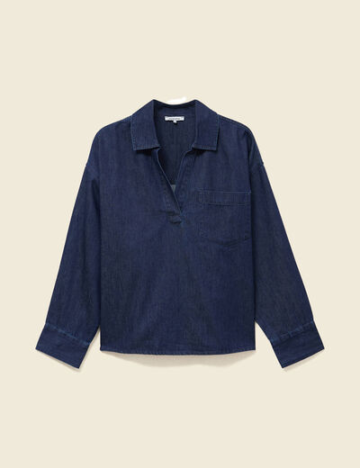 Chemise oversize en coton denim stone femme