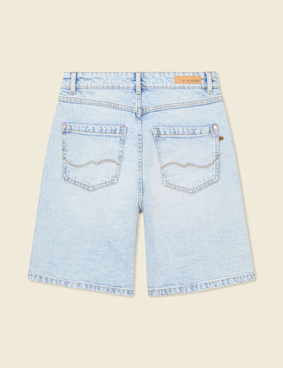 Bermuda droit en jean denim snow bleu femme