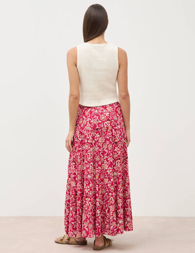 Jupe fluide rouge cerise femme