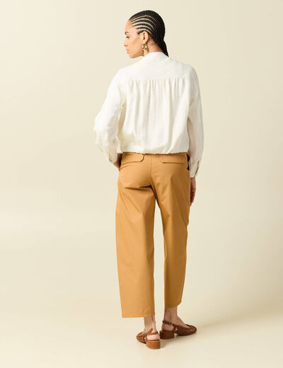 Veste effet bomber boutonn&eacute;e creme femme