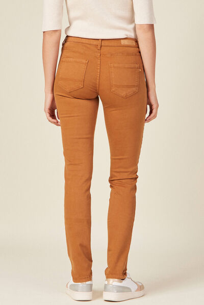 Pantalon slim marron femme