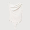 Body ajust&eacute; encolure bardot ecru femme