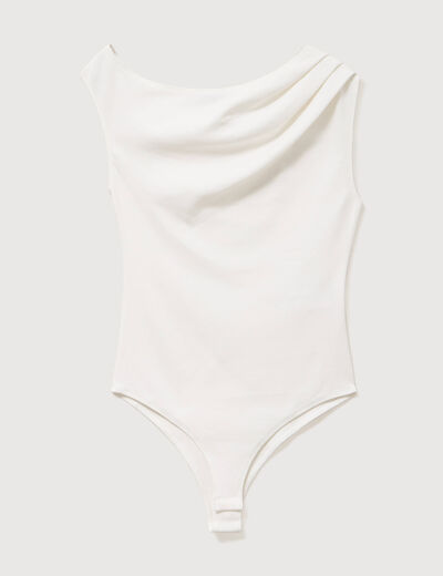 Body ajust&eacute; encolure bardot ecru femme