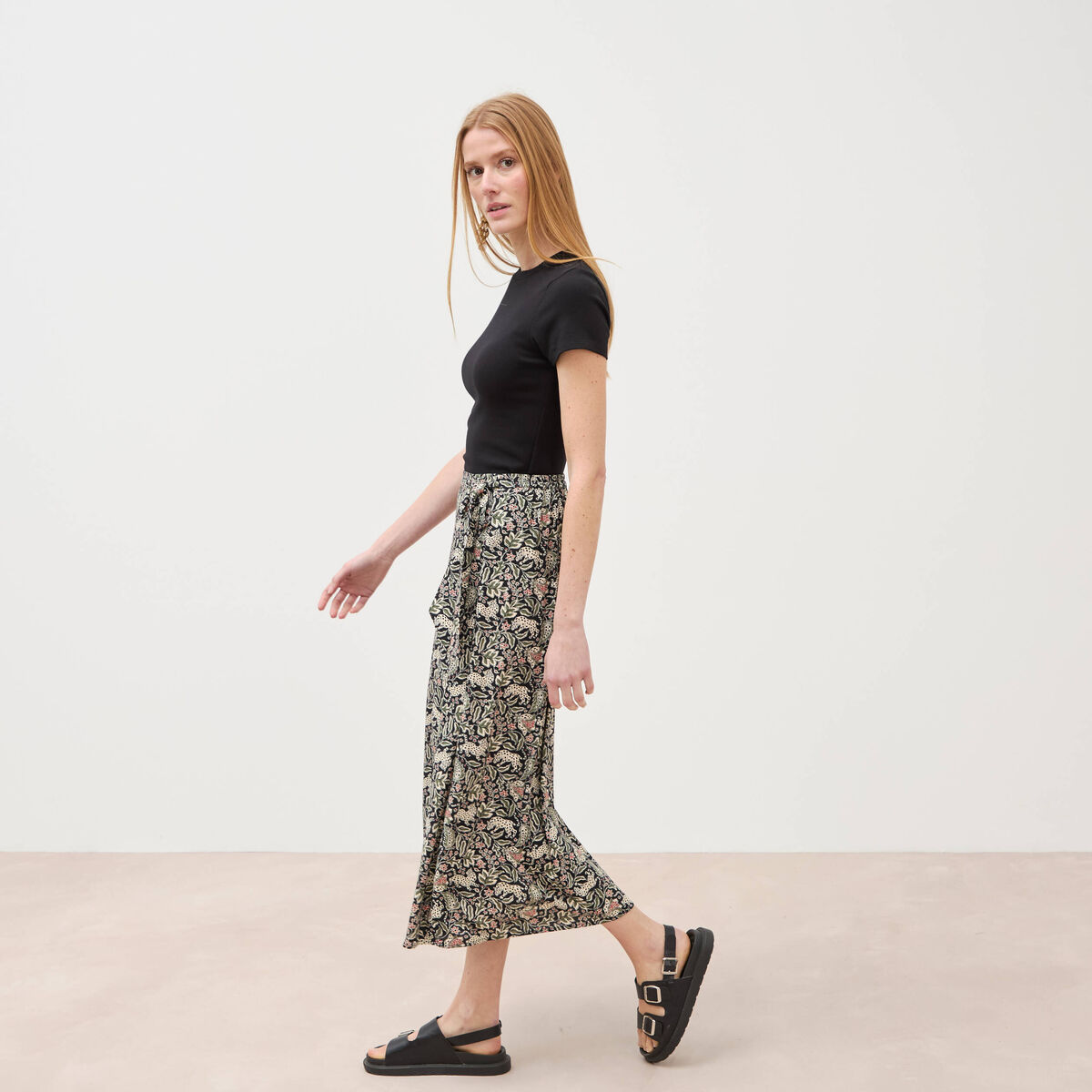 Jupe fluide noir femme