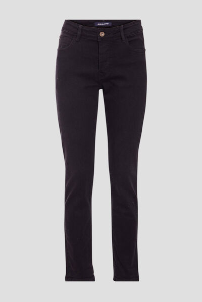 Jeans girlfriend taille haute denim noir femme