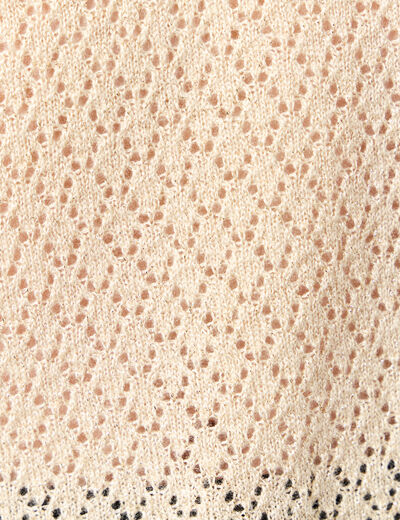 Pull manches longues ajouré creme femme