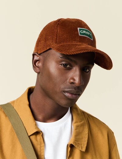 Casquette velours orange foncé homme