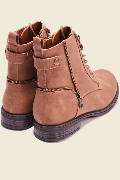 Bottines avec détails zippés marron femme