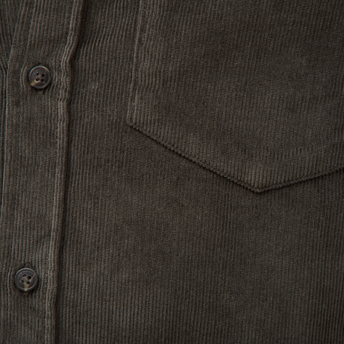 Chemise col classique en velours vert kaki homme