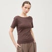T-shirt ajust&eacute; manches courtes marron femme