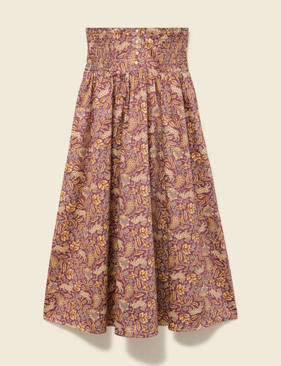 Jupe longue &eacute;vas&eacute;e en coton beige moyen femme