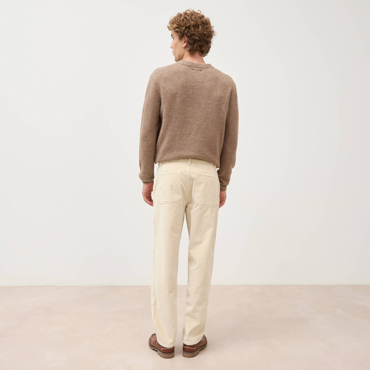 Pantalon droit en velours longueur 32 sable homme
