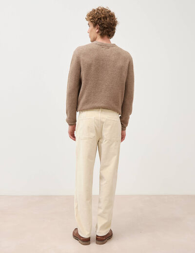 Pantalon droit en velours longueur 32 sable homme
