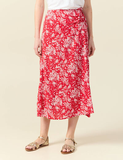 Jupe longue portefeuille rouge femme