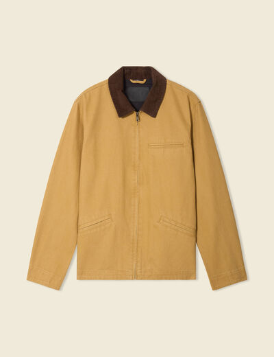 Veste zippée col velours camel homme
