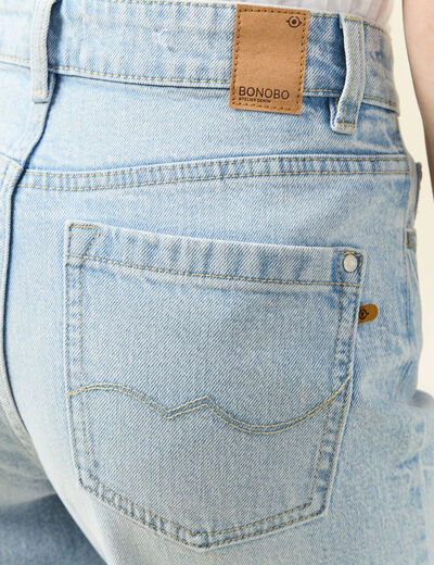 Jeans large taille haute denim bleach femme
