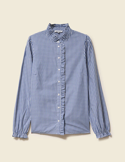 Chemise manches longues en coton bleu marine femme