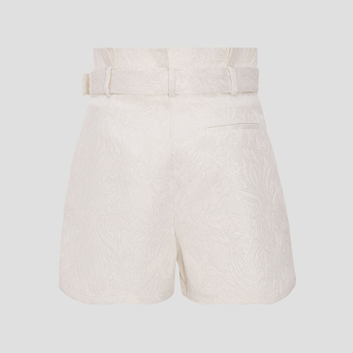 Short paperbag ceinturé ecru femme