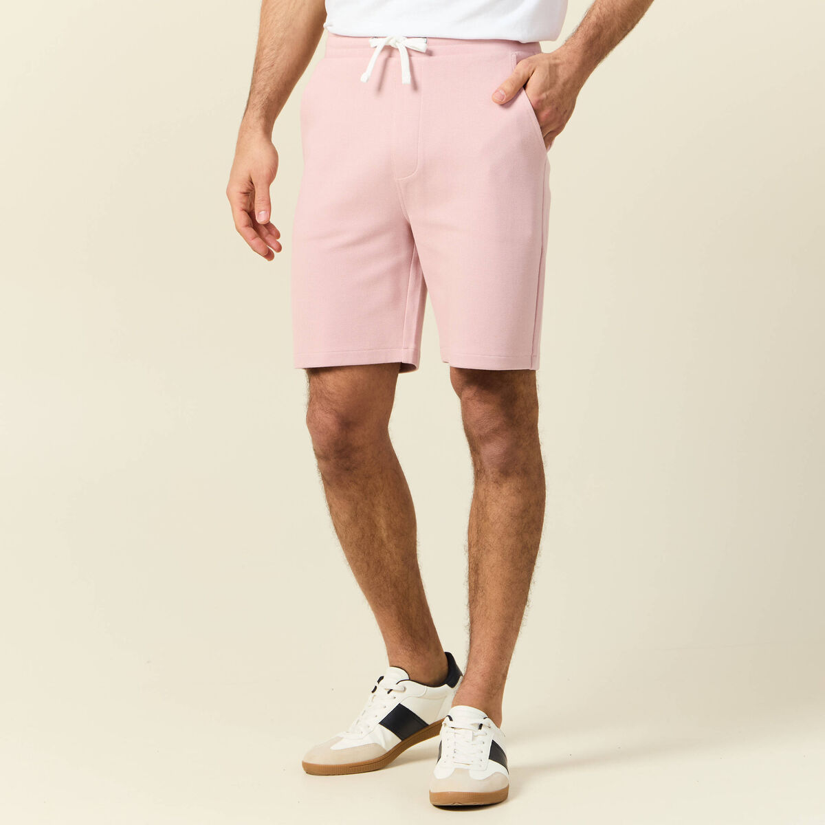 Short éco-responsable rose pastel homme