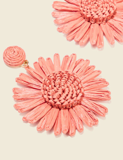Boucles d'oreilles pendantes rose corail femme