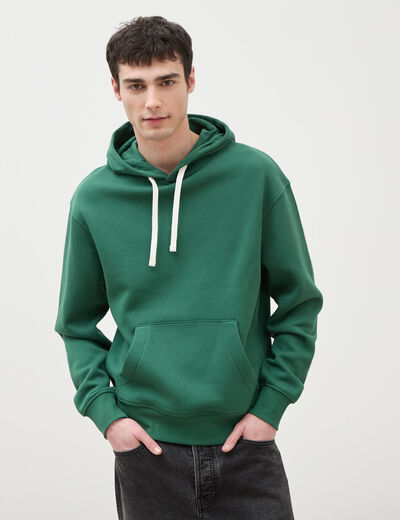 Sweat &agrave; capuche vert homme