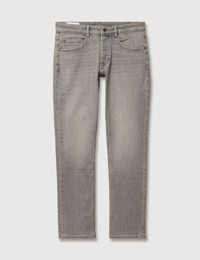 Jeans straight longueur 32 en coton denim snow gris homme