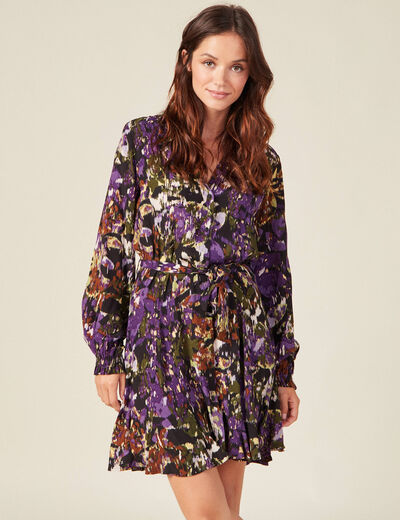 Robe patineuse ceinturée noir femme