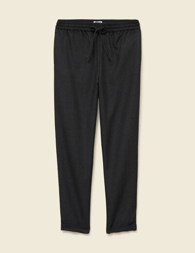 Pantalon taille haute en jeans gris fonc&eacute; femme