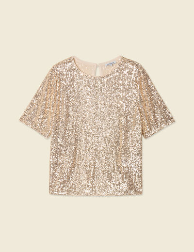 T-shirt manches courtes creme femme
