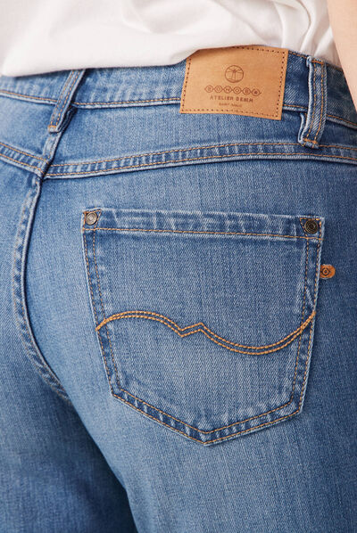 Jeans bootcut 7/8ème denim used femme
