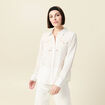 Chemise manches longues en coton brodée creme femme