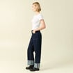 Jeans wide large taille haute denim brut rinse femme
