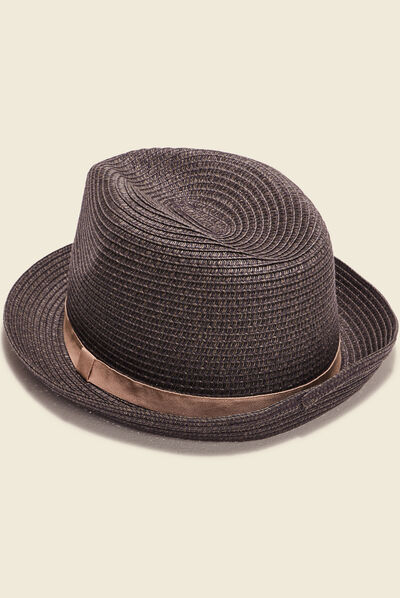 Chapeau trilby tressé marron foncé homme