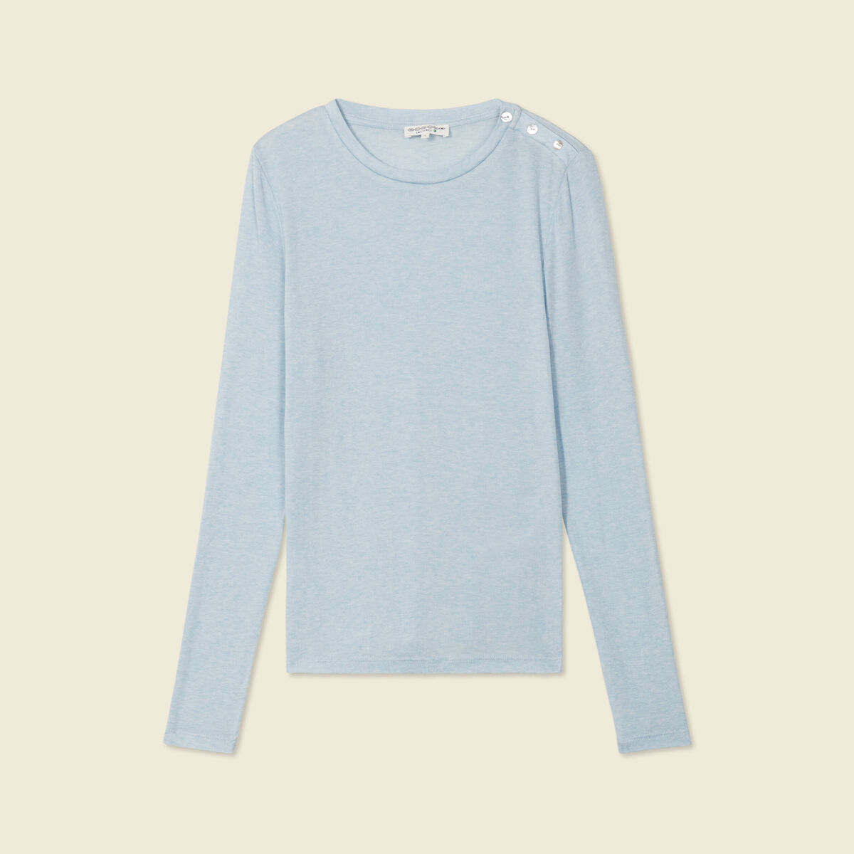 T-shirt manches longues avec laine bleu ciel femme