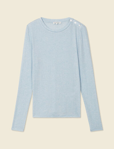 T-shirt manches longues avec laine bleu ciel femme
